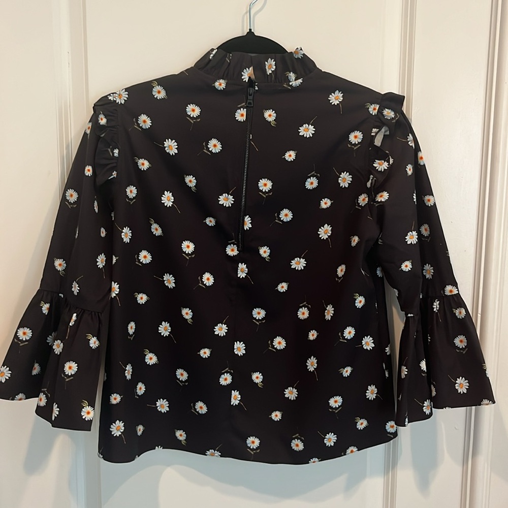 ALICE AND OLIVIA Henrietta Daisy Pattern Ruffled Cotton Blouse XS - Picture 3 of 11